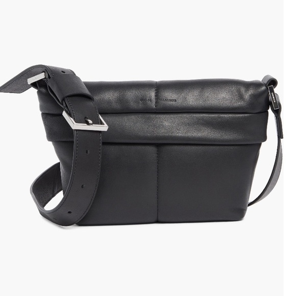 NWT AllSaints Collette Leather Crossbody Bag in Black - Picture 1 of 7